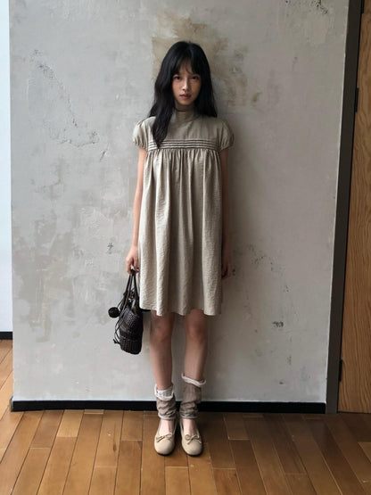 Dorydory Babydoll Puff Sleeve Loose Shirtdress Women&