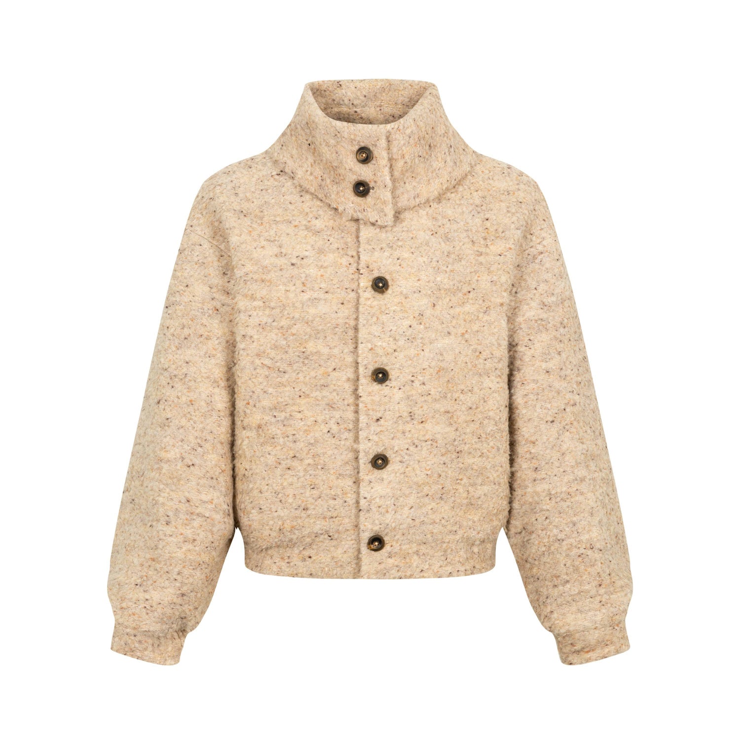 Dorydory_Beige_Boucle_Vintage_Loose_Lapel_Button_Side_Pockets_Women&