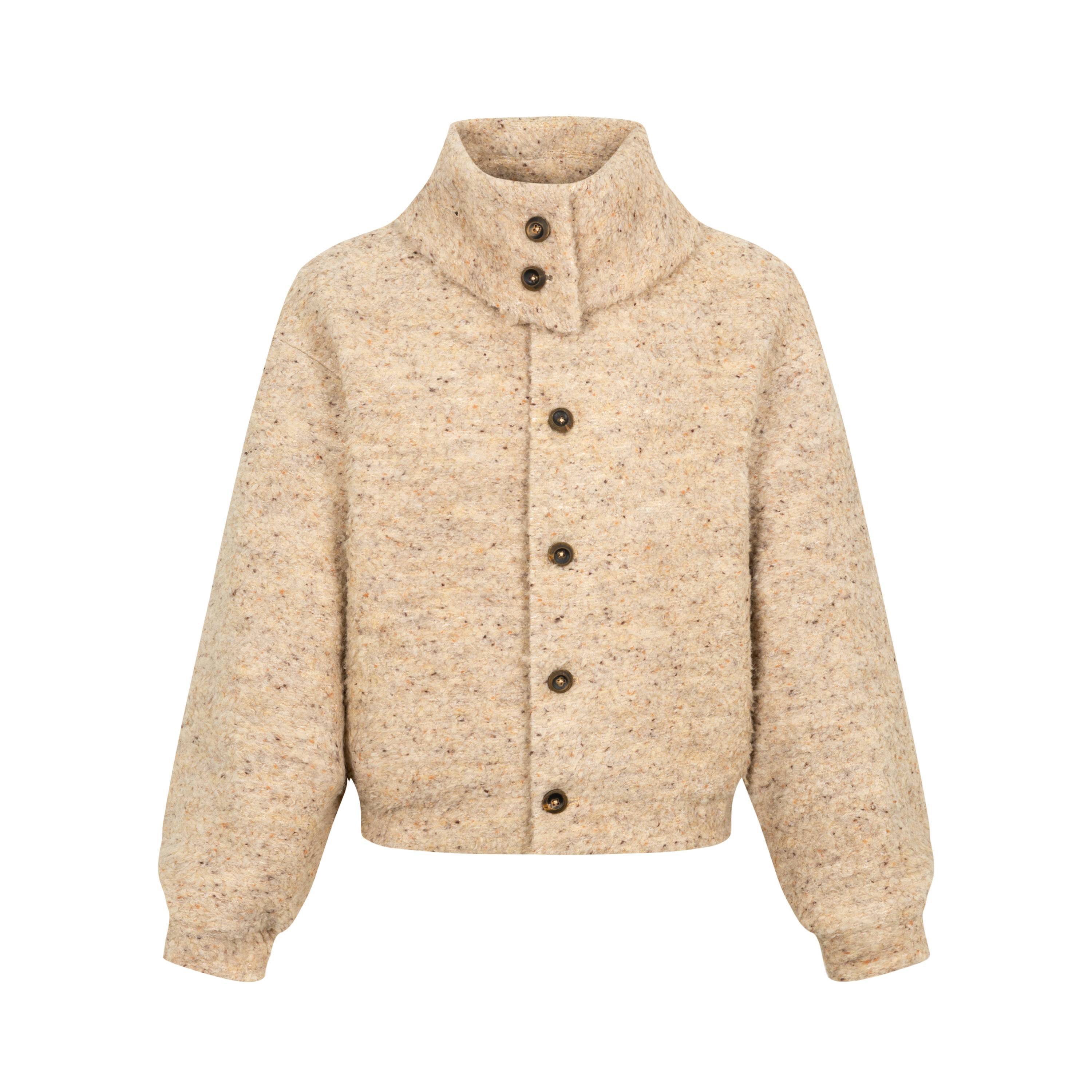 Dorydory_Beige_Boucle_Vintage_Loose_Lapel_Button_Side_Pockets_Women&