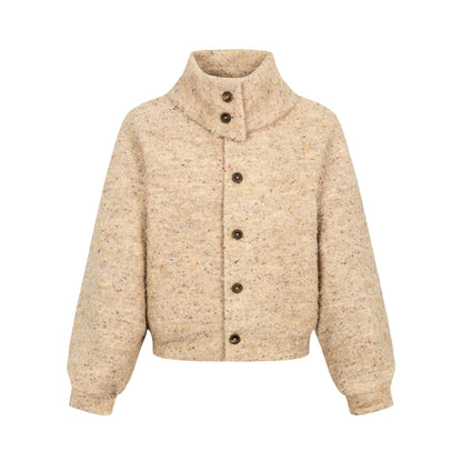 Dorydory_Beige_Boucle_Vintage_Loose_Lapel_Button_Side_Pockets_Women&