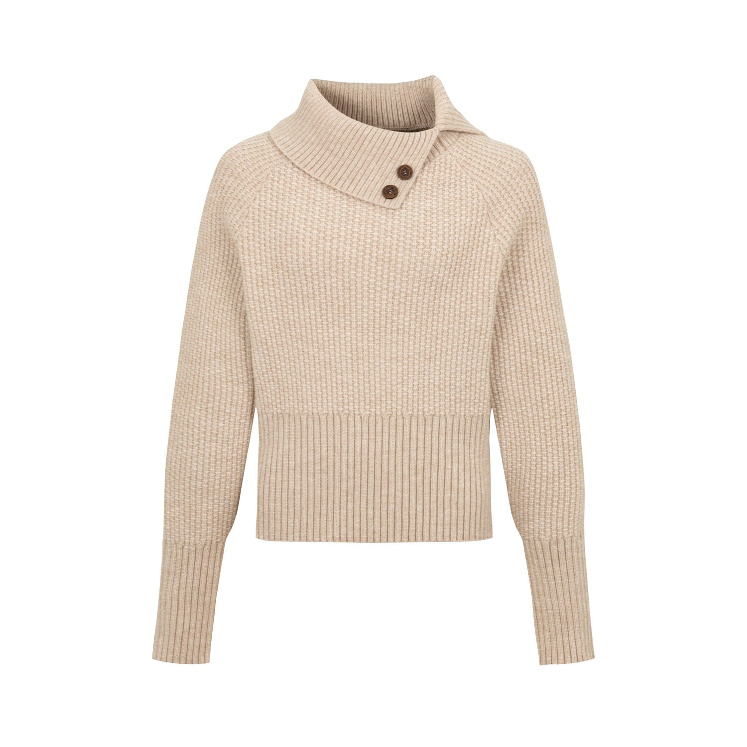 Dorydory_Beige_High_Neck_Waist_Cinched_Batwing_Sleeve_Women&