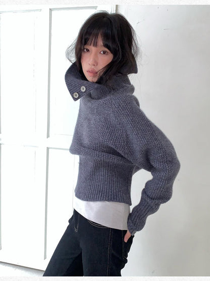 Dorydory Beige High Neck Waist Cinched Batwing Sleeve Women&