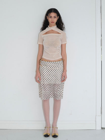 Dorydory Beige Openwork Halter Neck Women&
