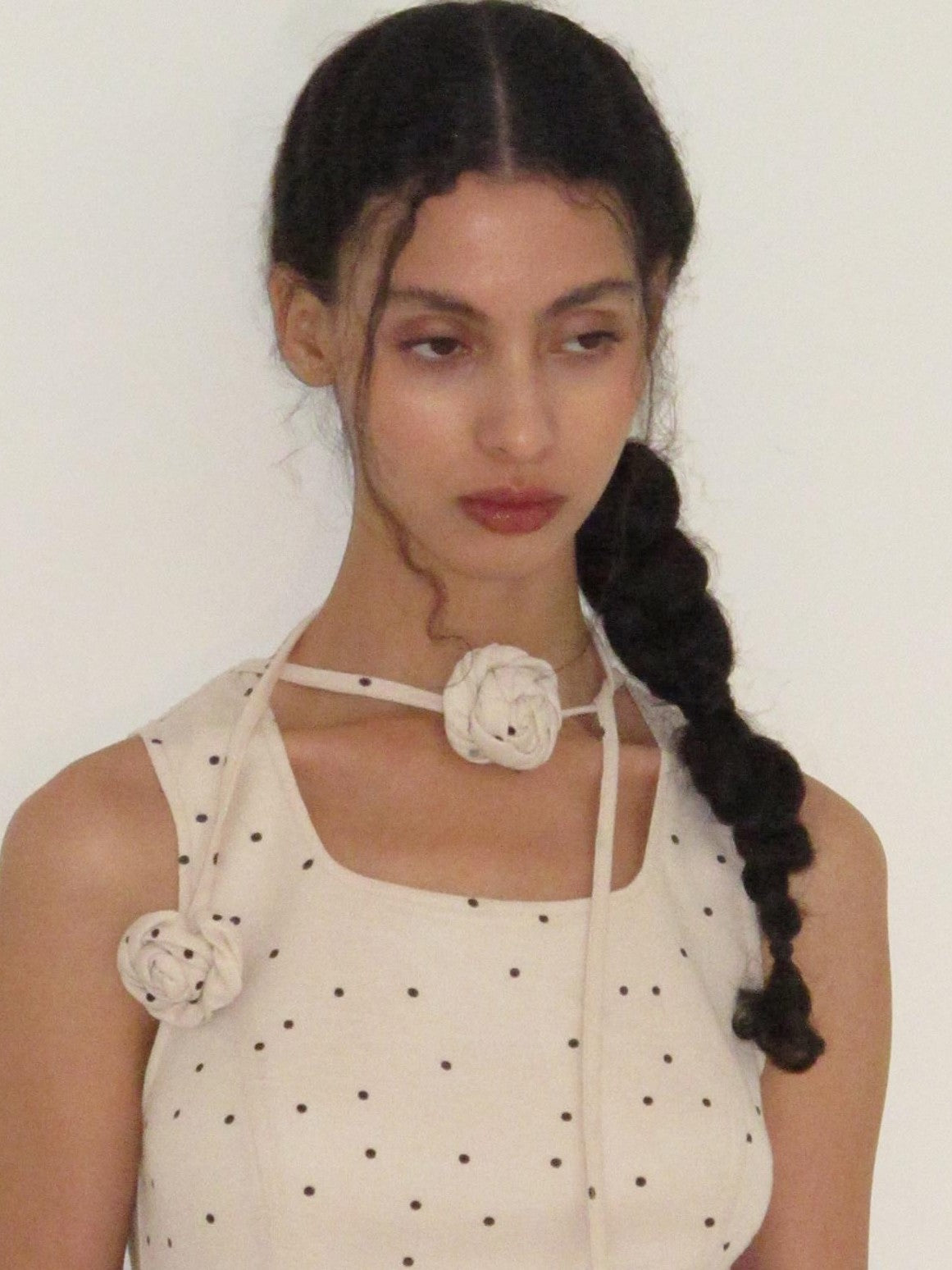 Dorydory Beige Polka Dot Irregular Hem Sleeveless Women&