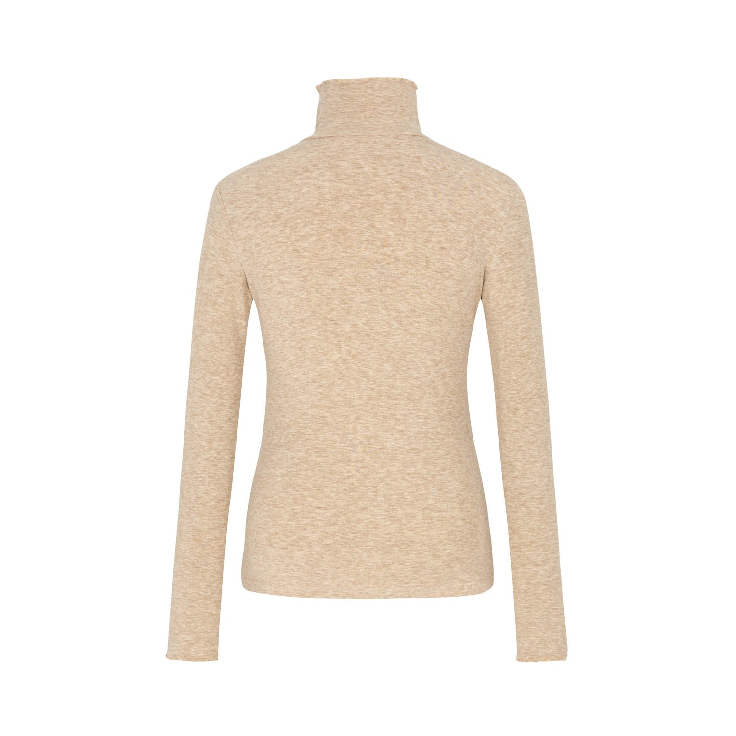 Dorydory_Beige_Ruffle_Edge_Mock_Neck_Slim_Fit_Women&