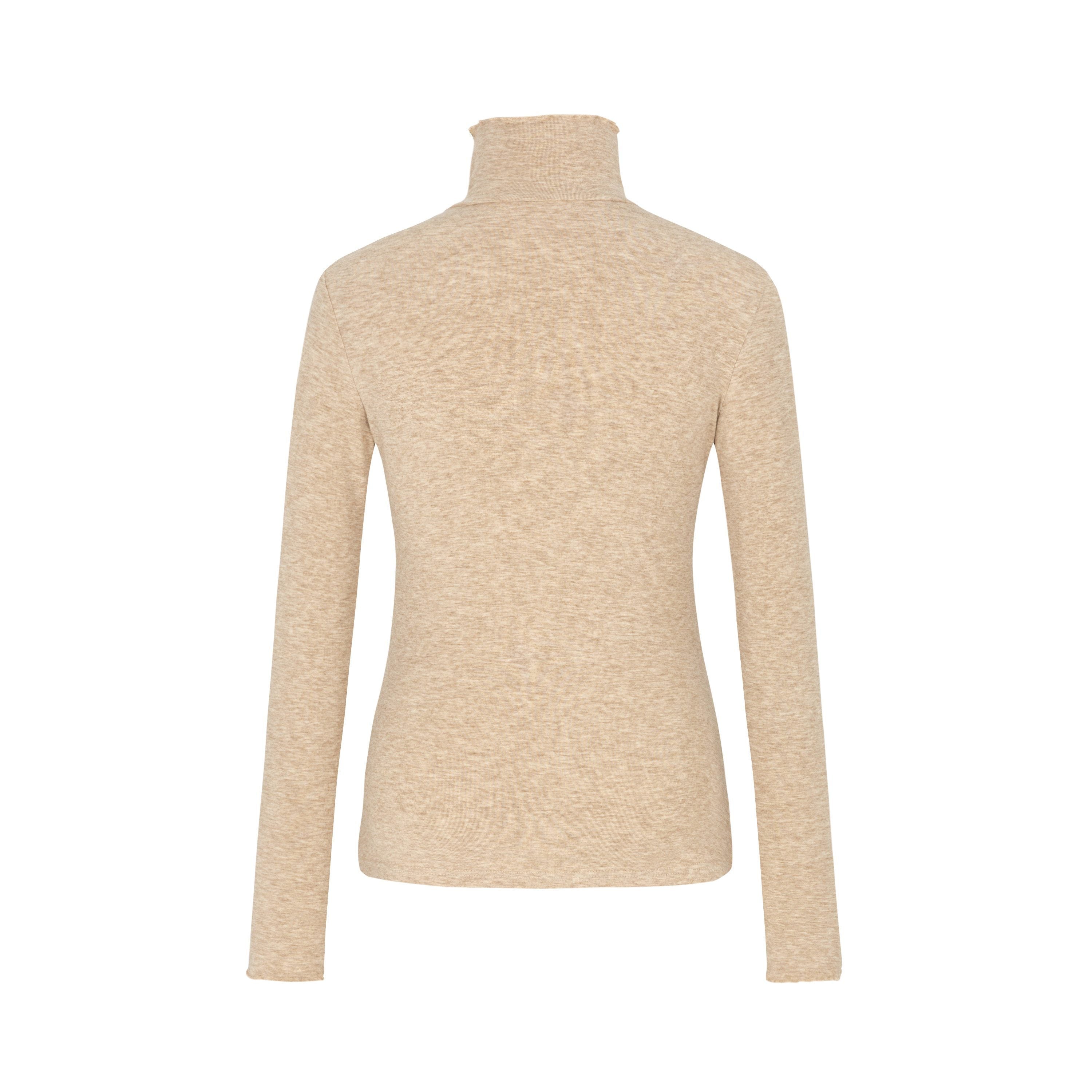 Dorydory_Beige_Ruffle_Edge_Mock_Neck_Slim_Fit_Women&