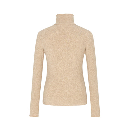 Dorydory_Beige_Ruffle_Edge_Mock_Neck_Slim_Fit_Women&