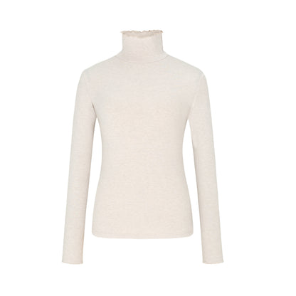 Dorydory_Beige_Ruffle_Edge_Mock_Neck_Slim_Fit_Women&