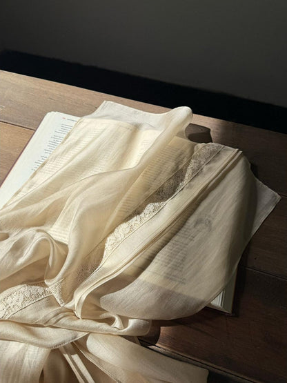 Dorydory Beige Striped Lace Rectangular Women&