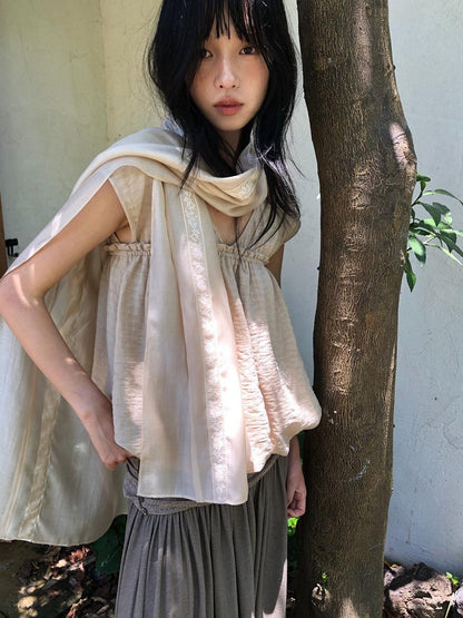Dorydory Beige Striped Lace Rectangular Women&