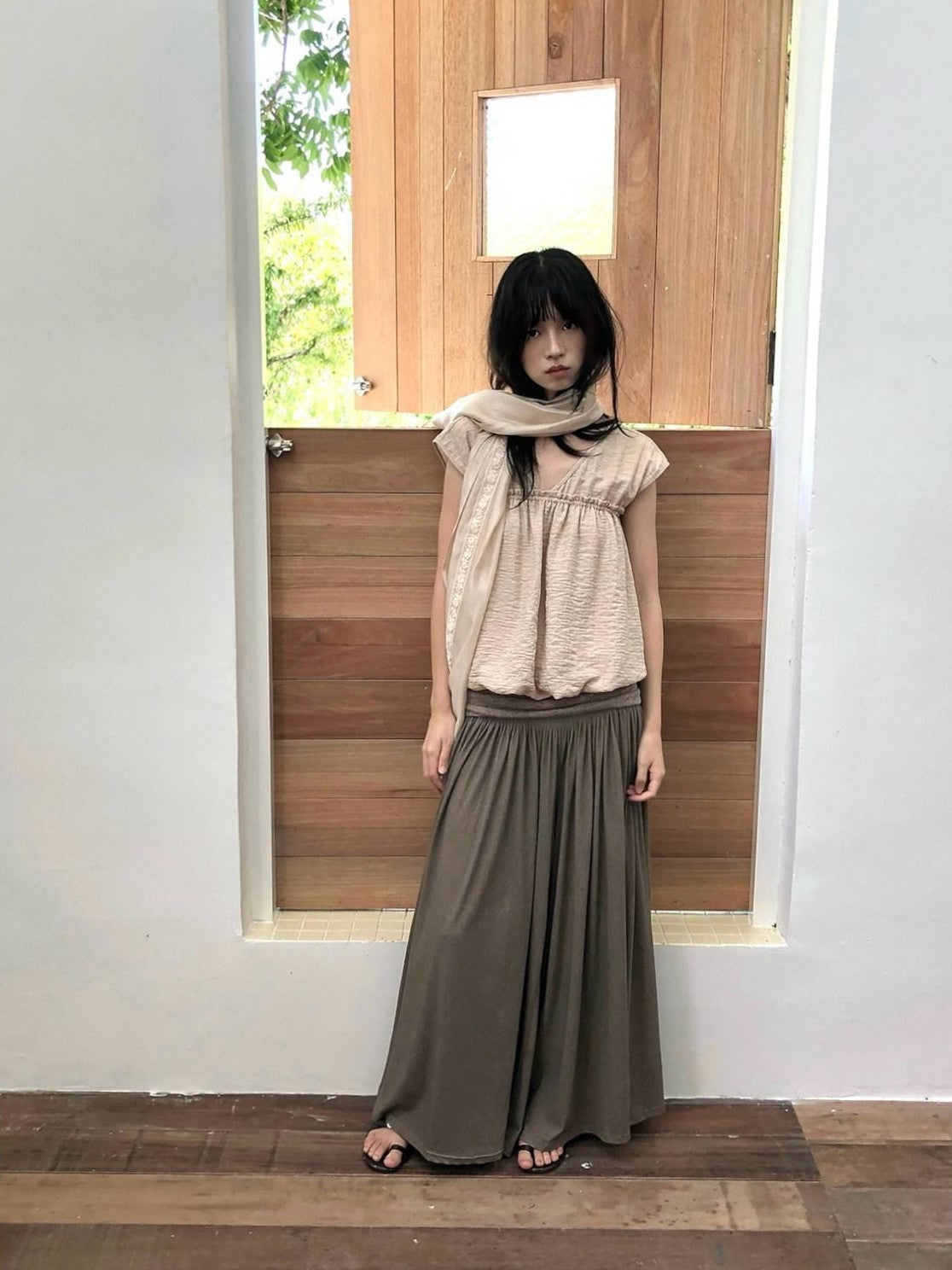 Dorydory Beige Striped Lace Rectangular Women&