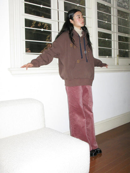 Dorydory Berry Pink Corduroy Wide Leg Relaxed Casual Women&