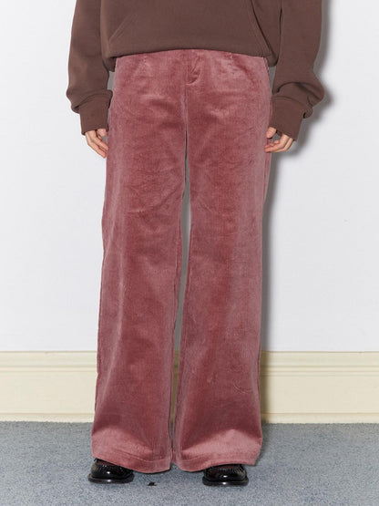 Dorydory Berry Pink Corduroy Wide Leg Relaxed Casual Women&