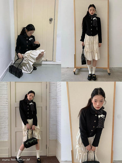 Dorydory Black Cinched Waist Small Round Neck Women&