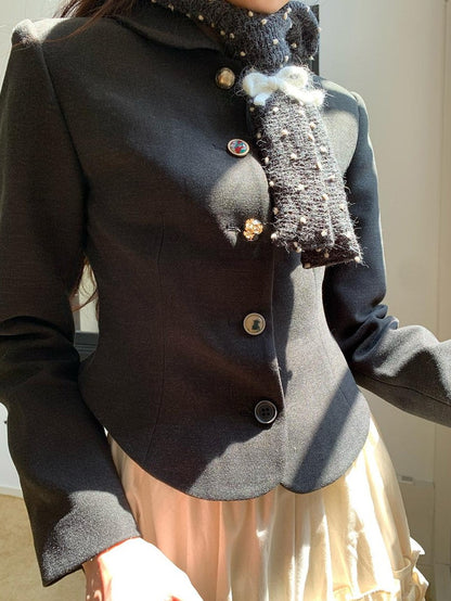 Dorydory Black Cinched Waist Small Round Neck Women&