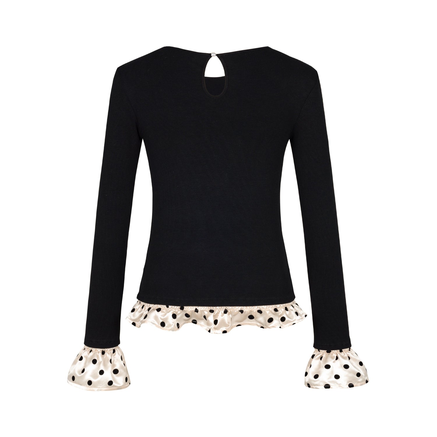 Dorydory_Black_Colorblock_Polka_Dot_Puff_Sleeve_Women&