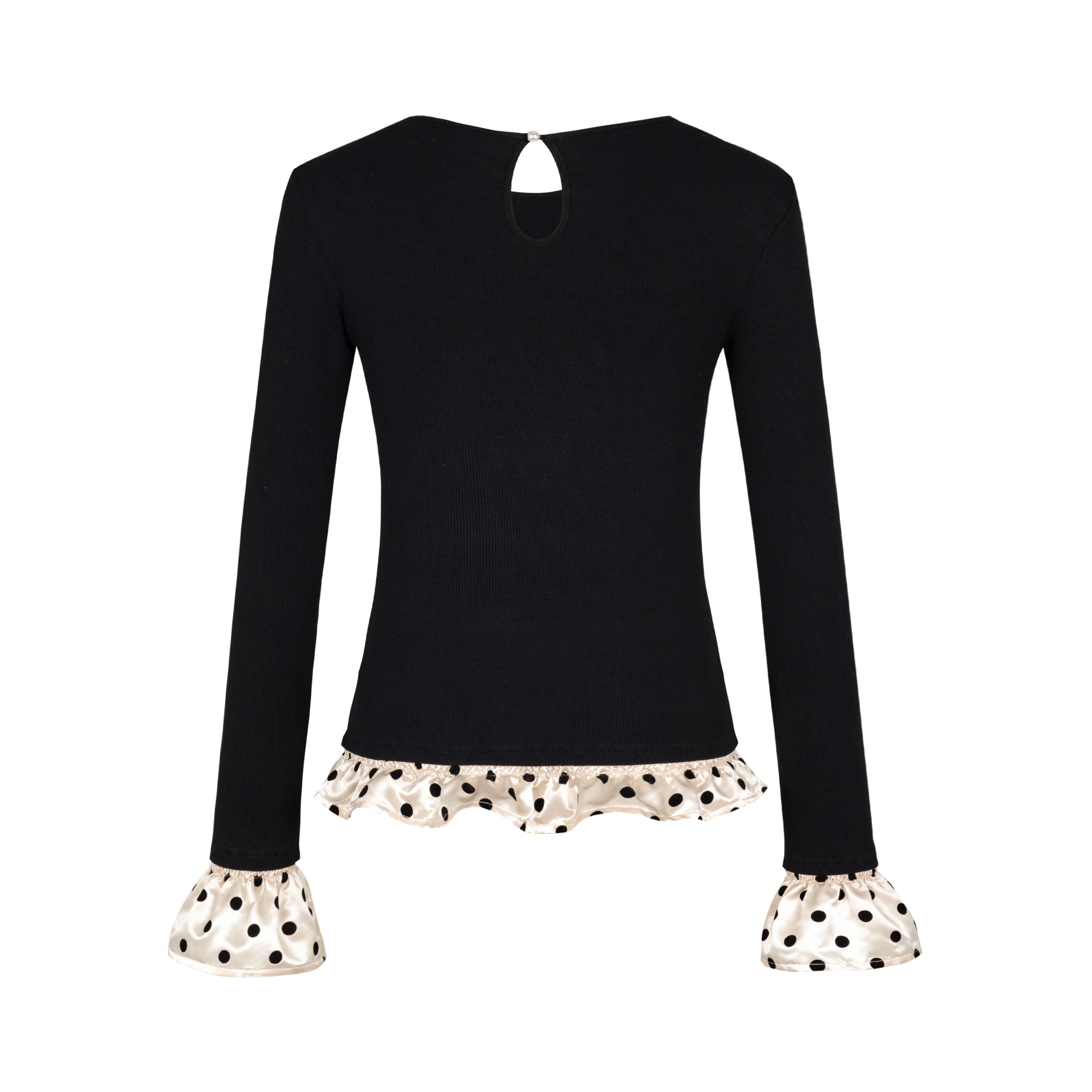 Dorydory_Black_Colorblock_Polka_Dot_Puff_Sleeve_Women&