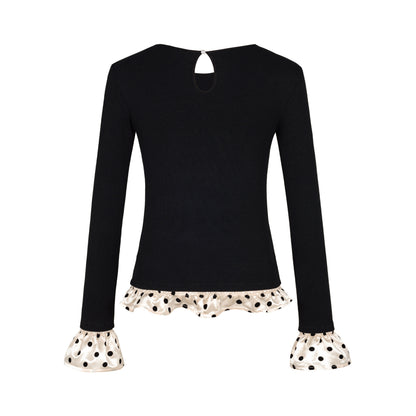 Dorydory_Black_Colorblock_Polka_Dot_Puff_Sleeve_Women&