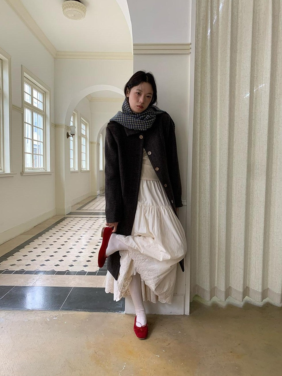 Dorydory Black Herringbone Notched Lapel Retro Women&