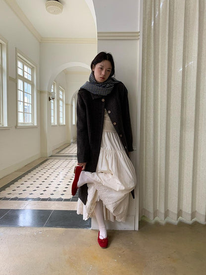 Dorydory Black Herringbone Notched Lapel Retro Women&