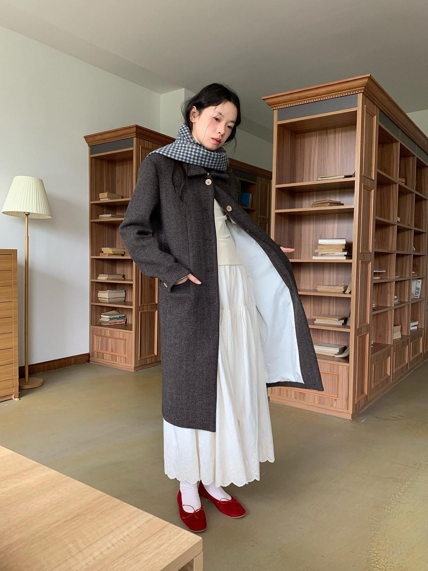 Dorydory Black Herringbone Notched Lapel Retro Women&