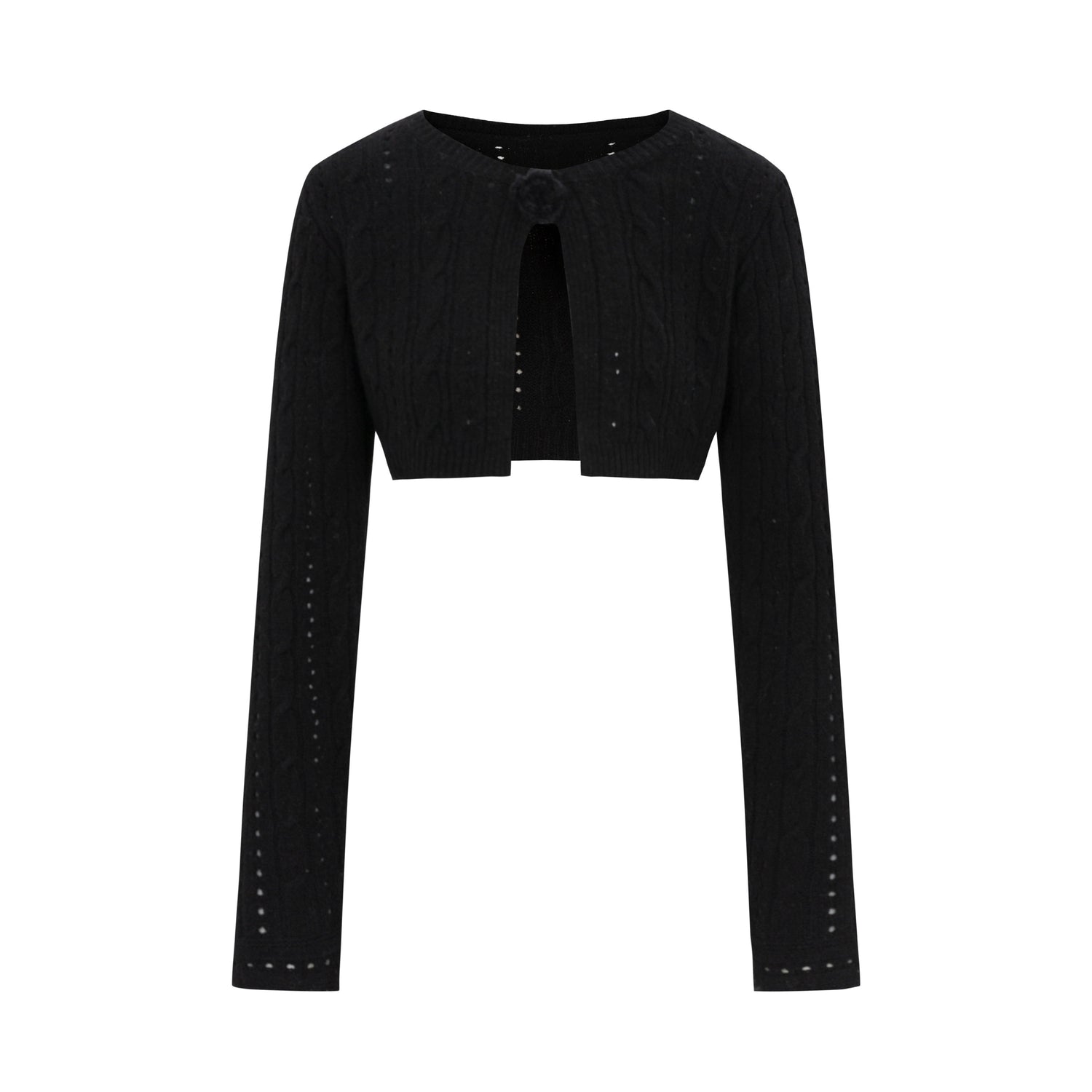 Dorydory_Black_Openwork_Cable_Knit_Cropped_Women&