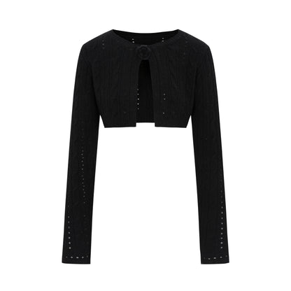 Dorydory_Black_Openwork_Cable_Knit_Cropped_Women&