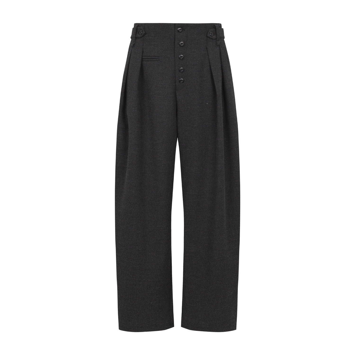 Dorydory_Black_Pleated_Curved_Leg_Mid_High_Waist_Women&
