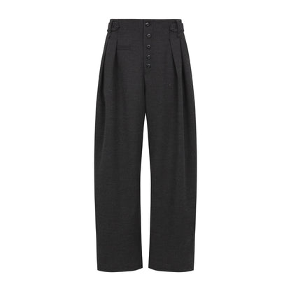 Dorydory_Black_Pleated_Curved_Leg_Mid_High_Waist_Women&