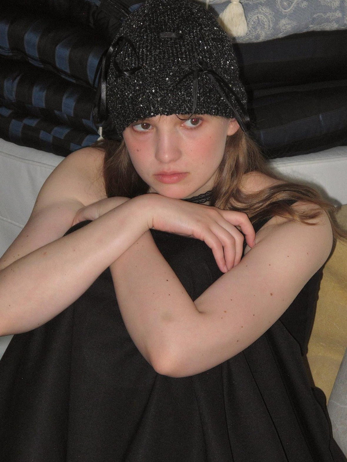 Dorydory Black Polka Dot Contrast Sleeveless Cinch Women&