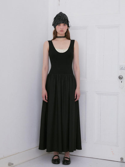 Dorydory Black Polka Dot Contrast Sleeveless Cinch Women&