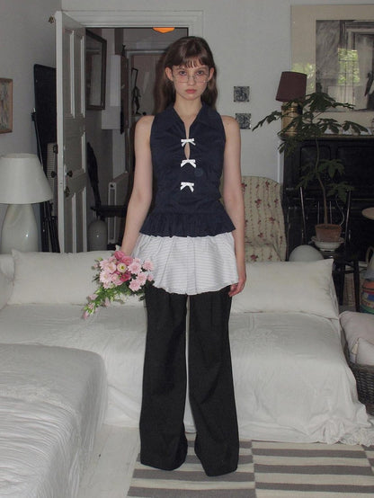 Dorydory Black Pressed Pleat Casual Loose Women&