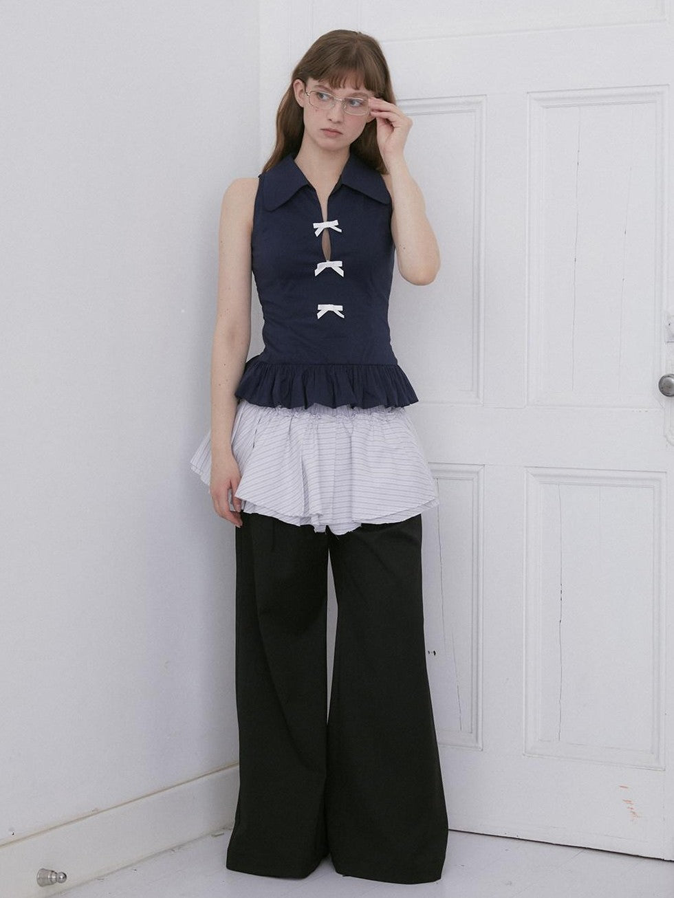 Dorydory Black Pressed Pleat Casual Loose Women&
