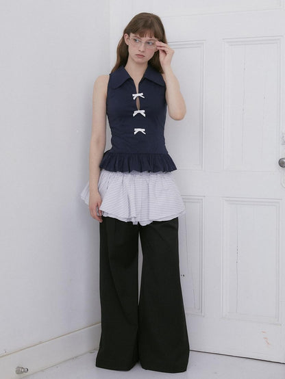 Dorydory Black Pressed Pleat Casual Loose Women&