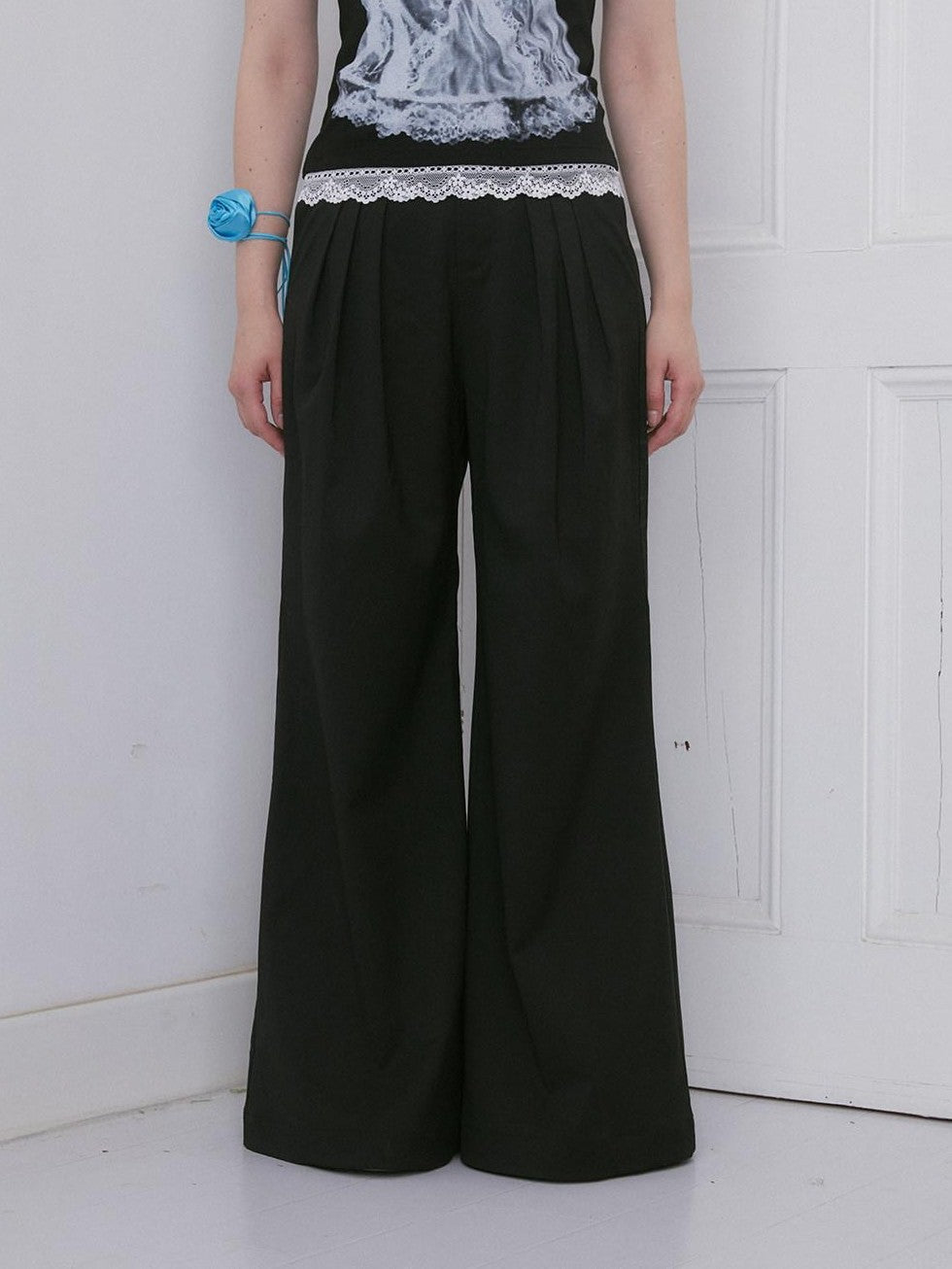Dorydory Black Pressed Pleat Casual Loose Women&