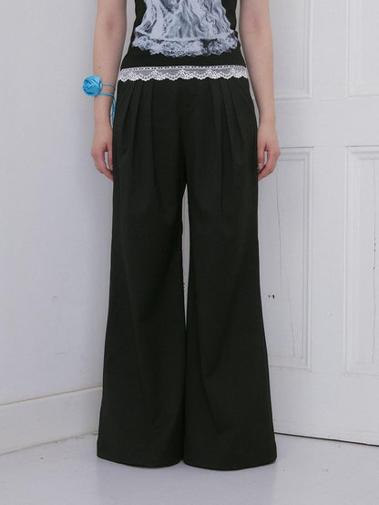Dorydory Black Pressed Pleat Casual Loose Women&