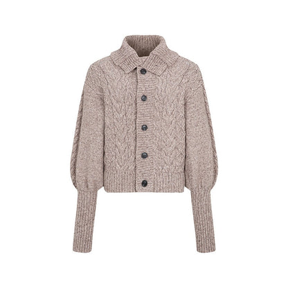Dorydory_Black_Speckled_Coarse_Knit_Cape_High_Neck_Women&