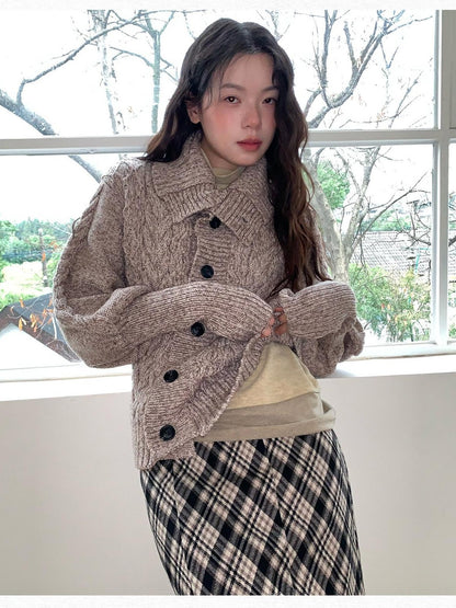 Dorydory Black Speckled Coarse Knit Cape High Neck Women&