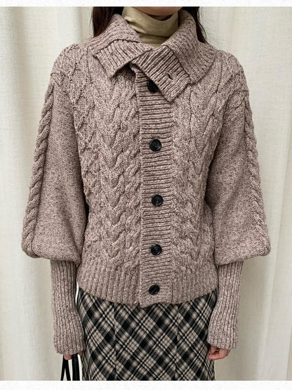 Dorydory Black Speckled Coarse Knit Cape High Neck Women&