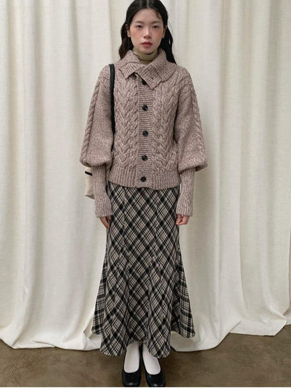 Dorydory Black Speckled Coarse Knit Cape High Neck Women&