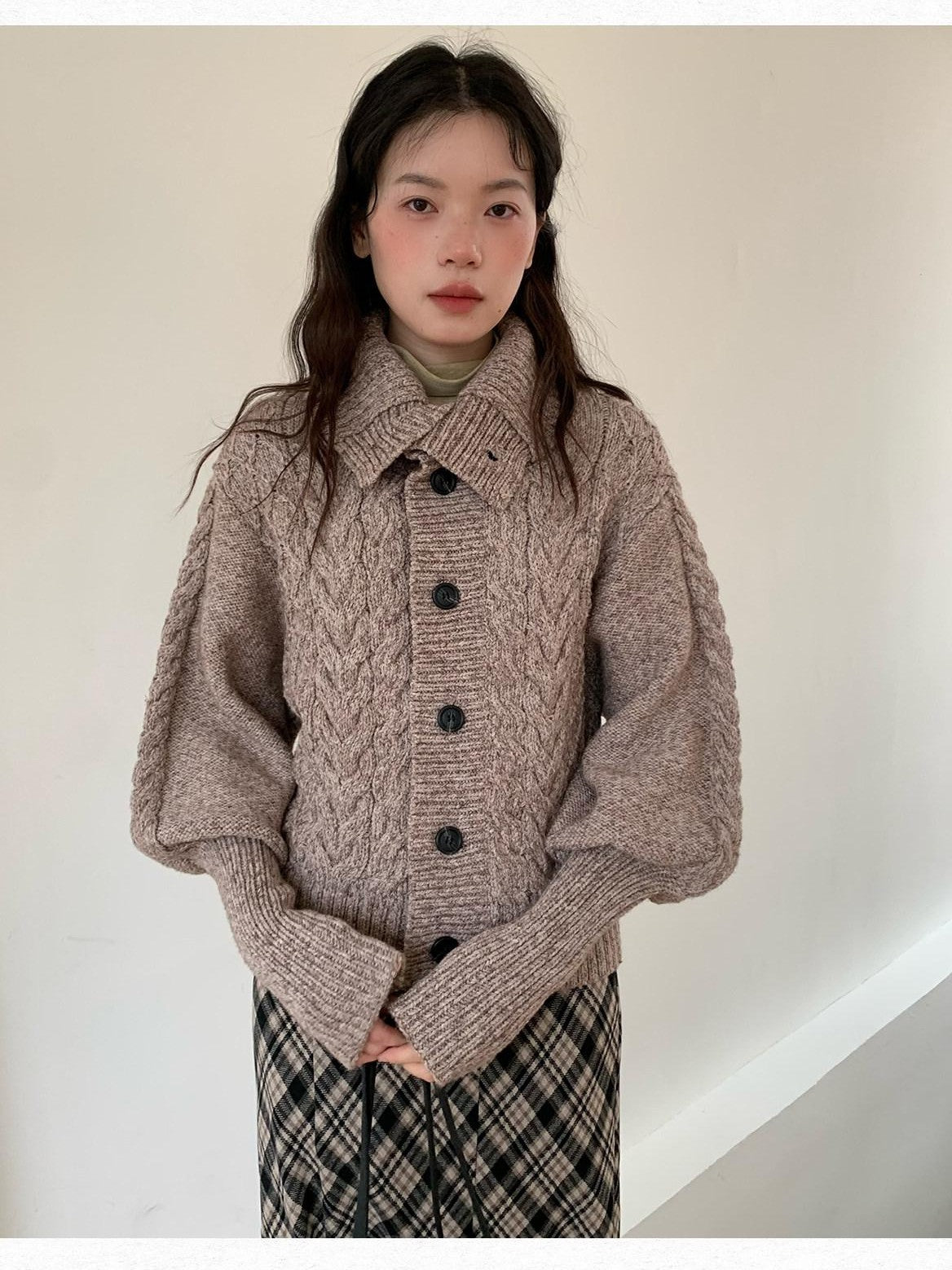 Dorydory Black Speckled Coarse Knit Cape High Neck Women&