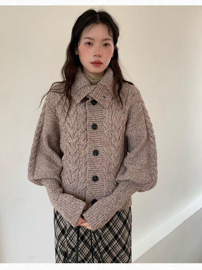 Dorydory Black Speckled Coarse Knit Cape High Neck Women&