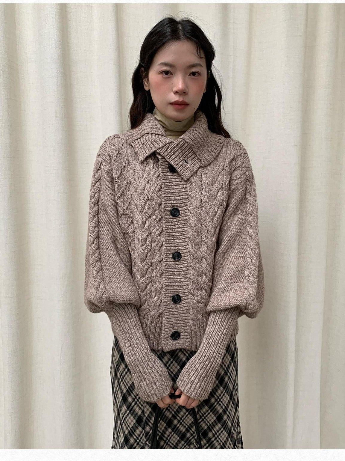Dorydory Black Speckled Coarse Knit Cape High Neck Women&