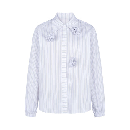 Dorydory_Blue_Striped_Polo_Collar_Long_Sleeve_Women&