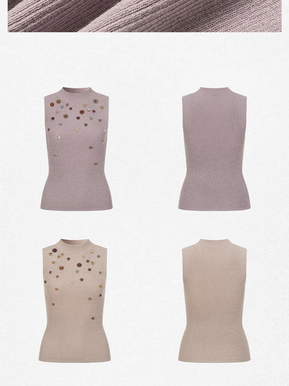 Dorydory Blush Khaki Buttoned Knitted Women&