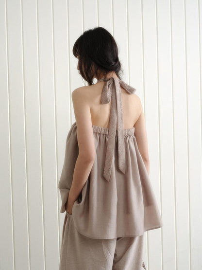 Dorydory Blush Pink Asymmetrical Layered Tie Neck Women&