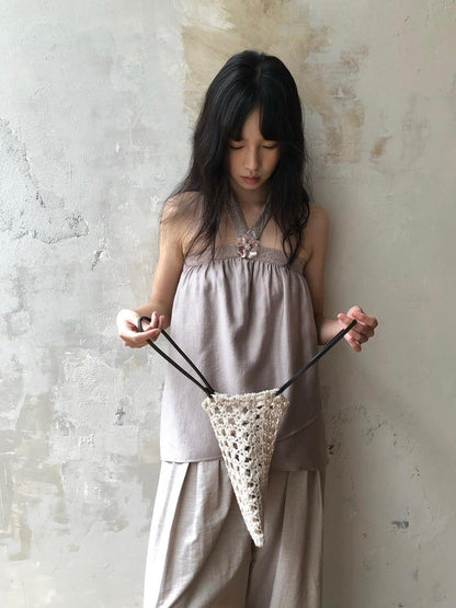 Dorydory Blush Pink Asymmetrical Layered Tie Neck Women&