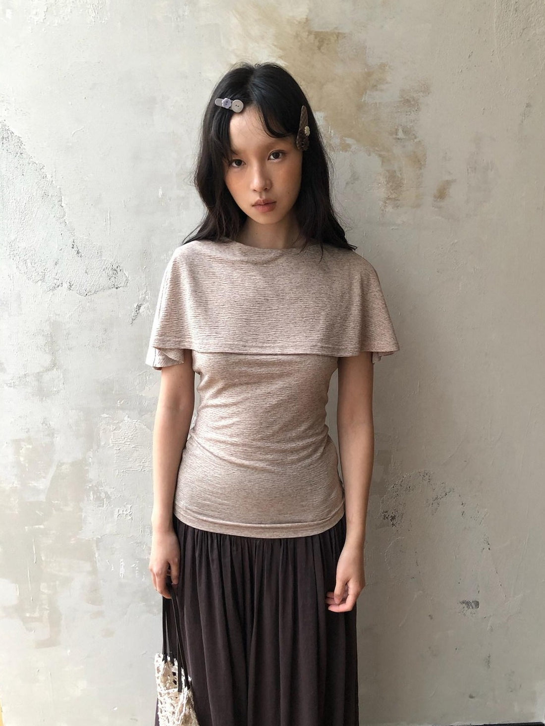 Dorydory Blush Pink Cape Sleeve Faux Two Piece Women&