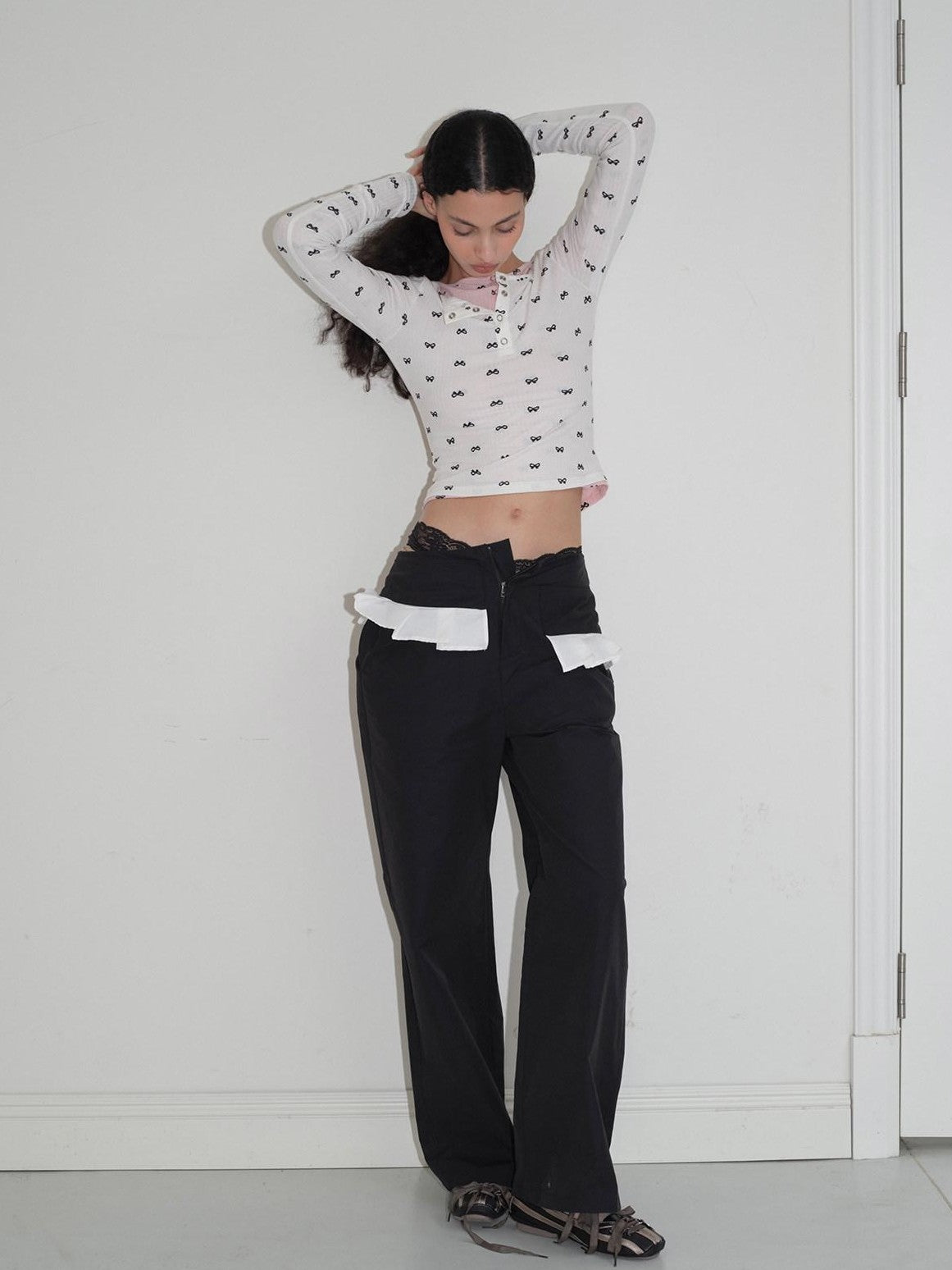 Dorydory Bow Henley Collar Slim Fit Women&