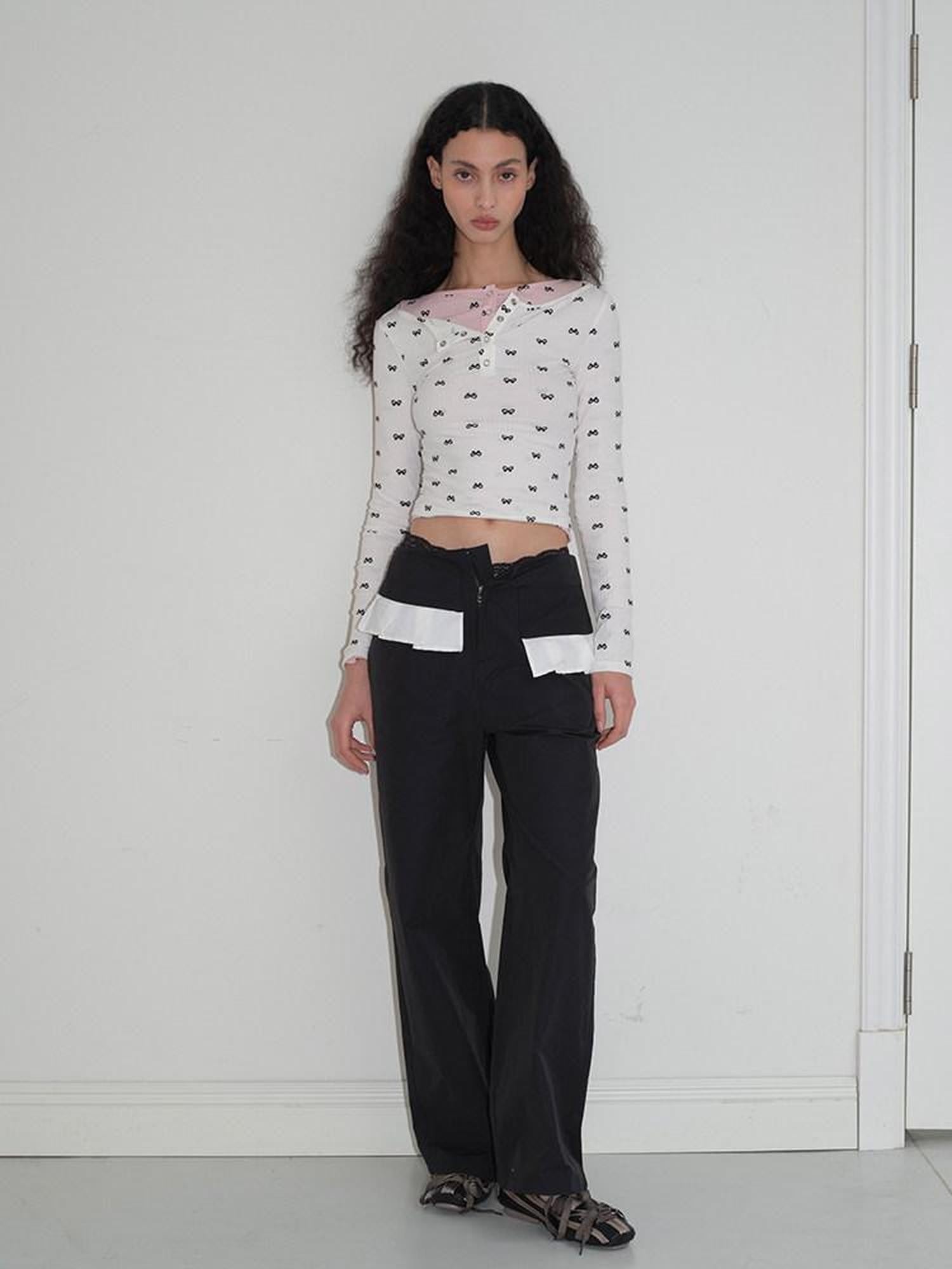 Dorydory Bow Henley Collar Slim Fit Women&